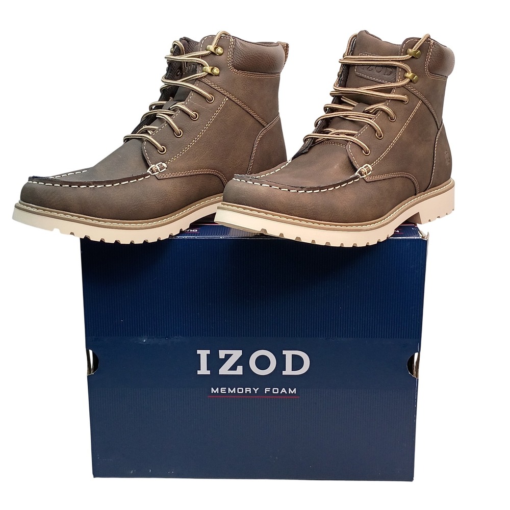 IZOD Miles Boot Men Size 13 Brown Memory Foam Moc Toe Lace Up 1917427